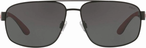 POLO RALPH LAUREN PH 3112 903887 Matte Black Metal Aviator Sunglasses Grey Lens