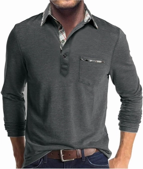 Polo Shirts for Men Loose Fit Solid Lightweight Button T-Shirts Casual Stylish Long Sleeve Henley Pullover Tee Tops
