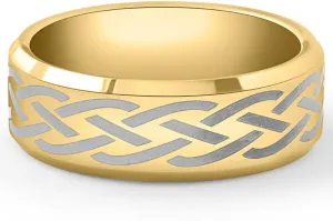 Pompeii Men's Gold Plated Tungsten Ring Celtic Laser 8mm Wedding Band