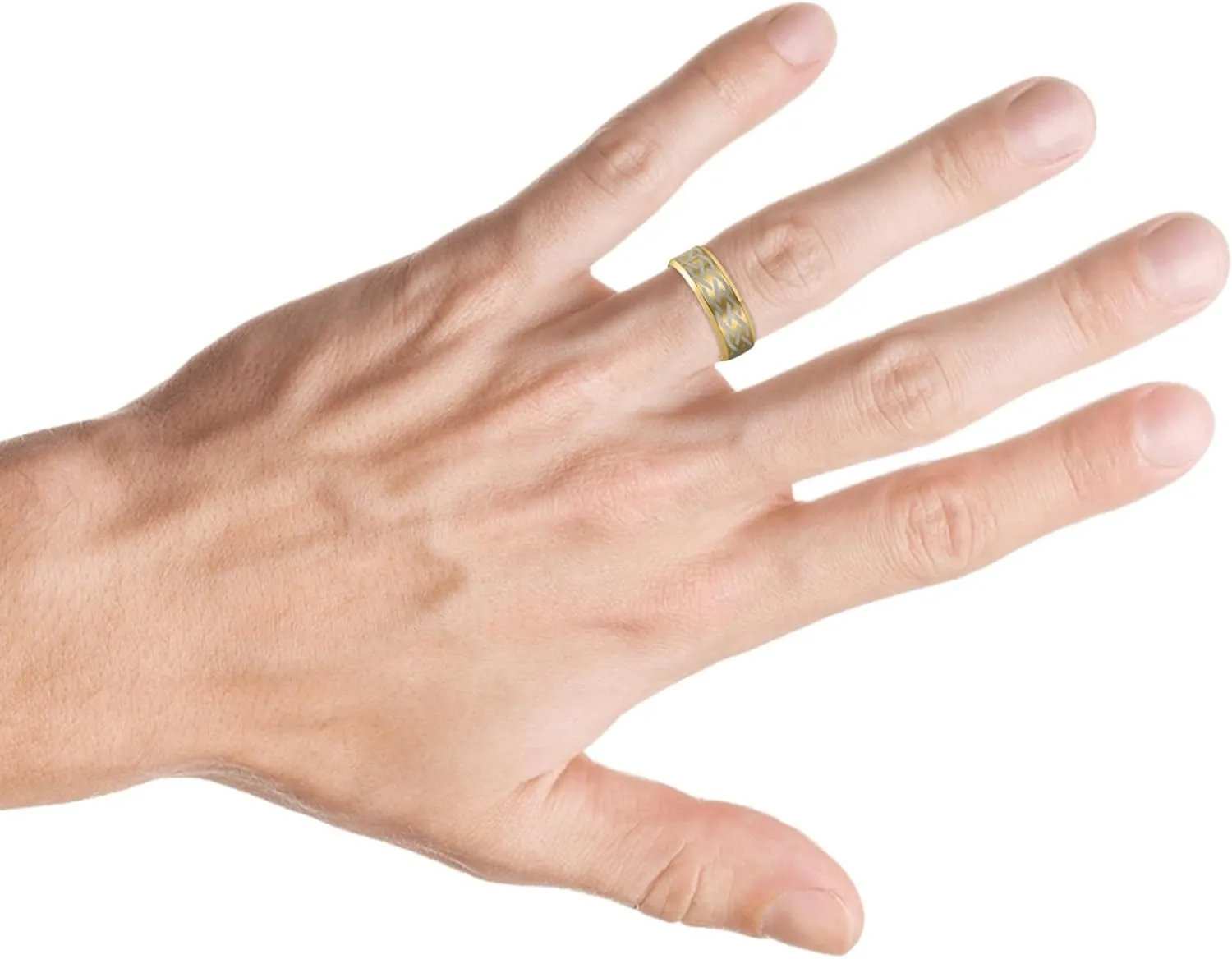 Pompeii Men's Gold Plated Tungsten Ring Celtic Laser 8mm Wedding Band