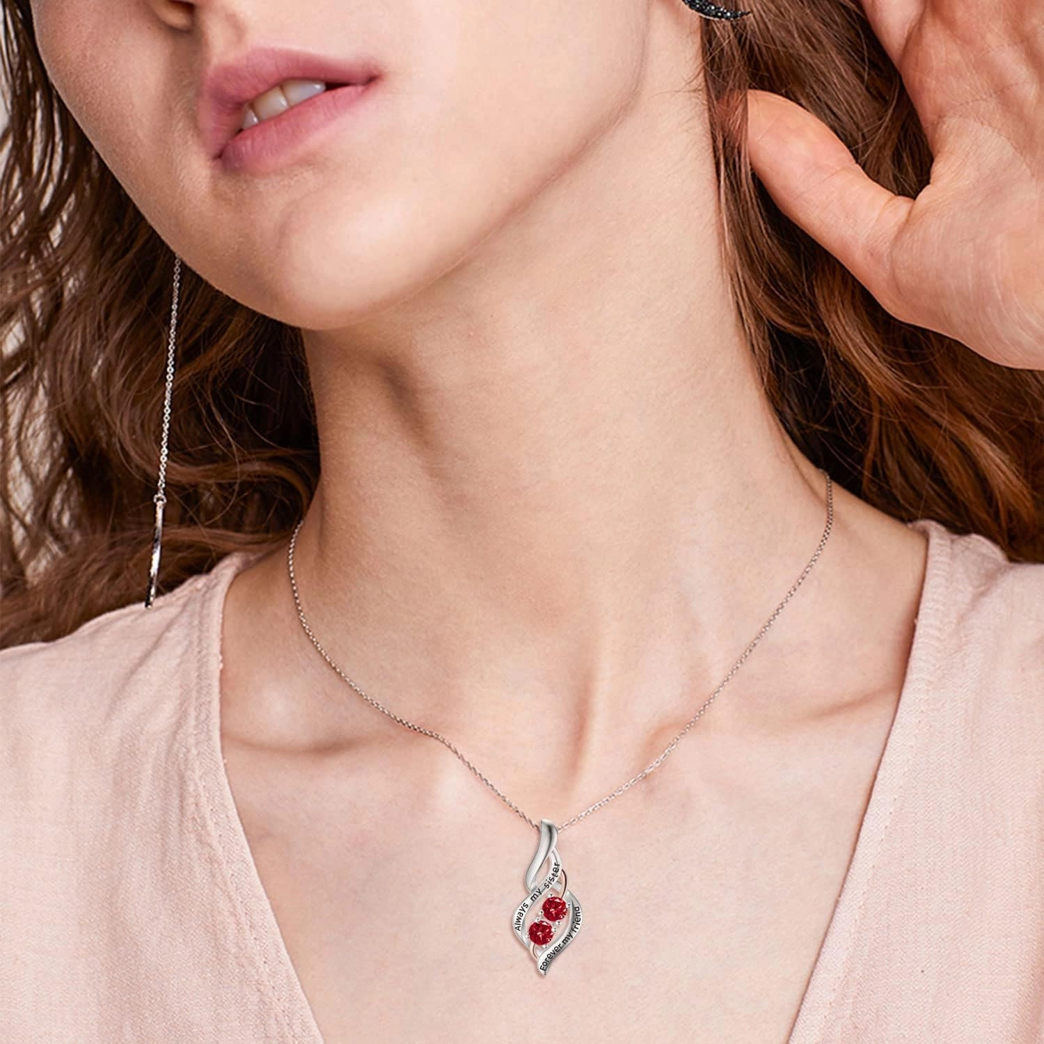 POPKIMI Gifts for Sister Sister Necklace Sterling Silver Fashion Jewelry Gifts for Women Friend Female Friendship Lasts Forever
