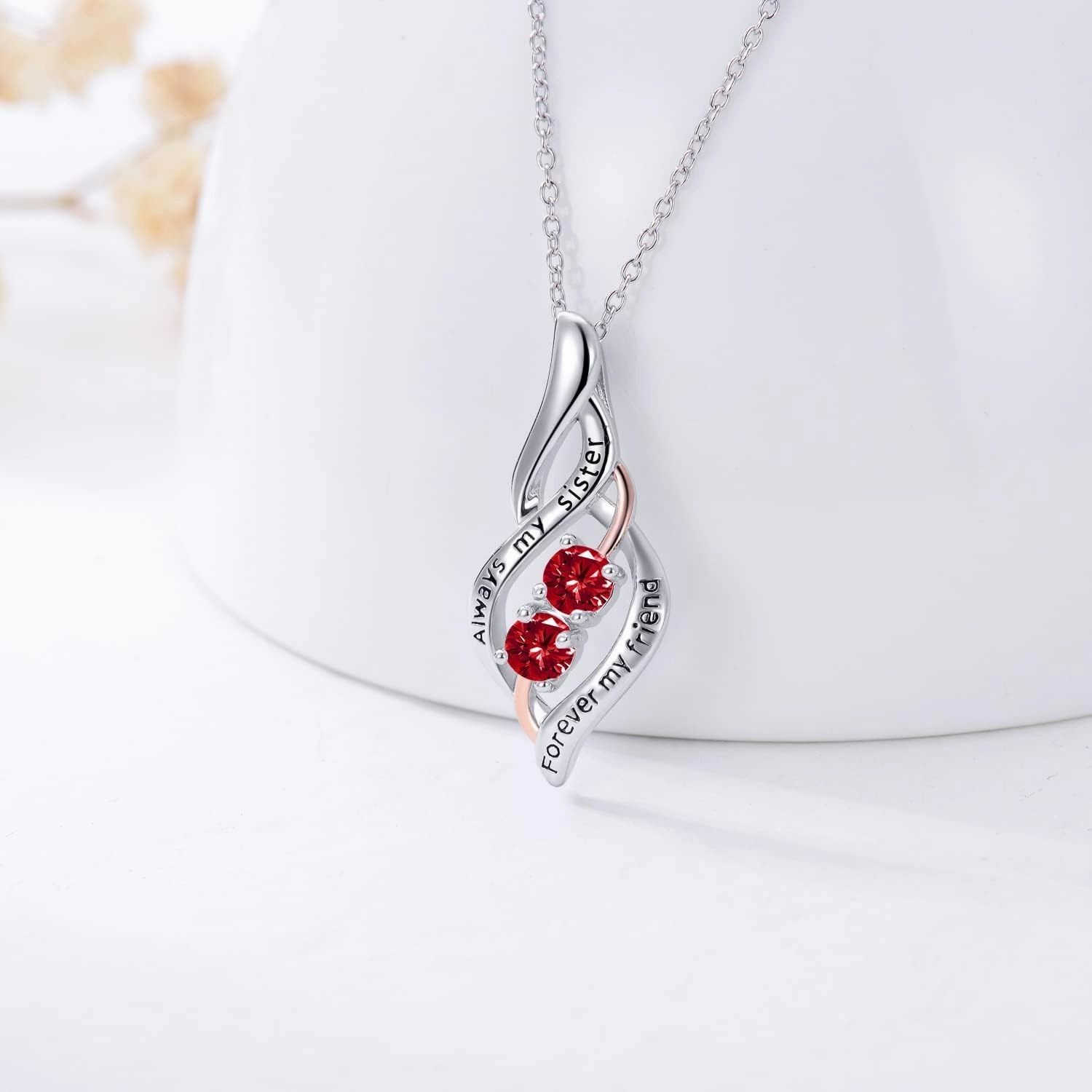 POPKIMI Gifts for Sister Sister Necklace Sterling Silver Fashion Jewelry Gifts for Women Friend Female Friendship Lasts Forever