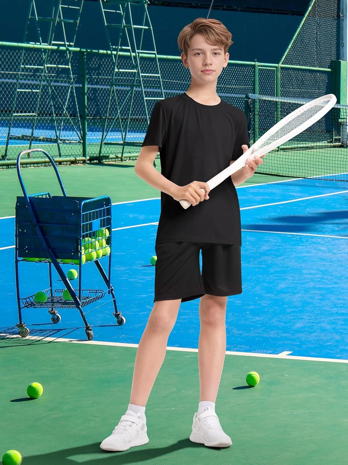 Poroka 5 Pack UPF 50  Youth Boy Lightweight Mesh Quick Dry Athletic Performance T-Shirt Moisture Wicking Active Workout Shirt