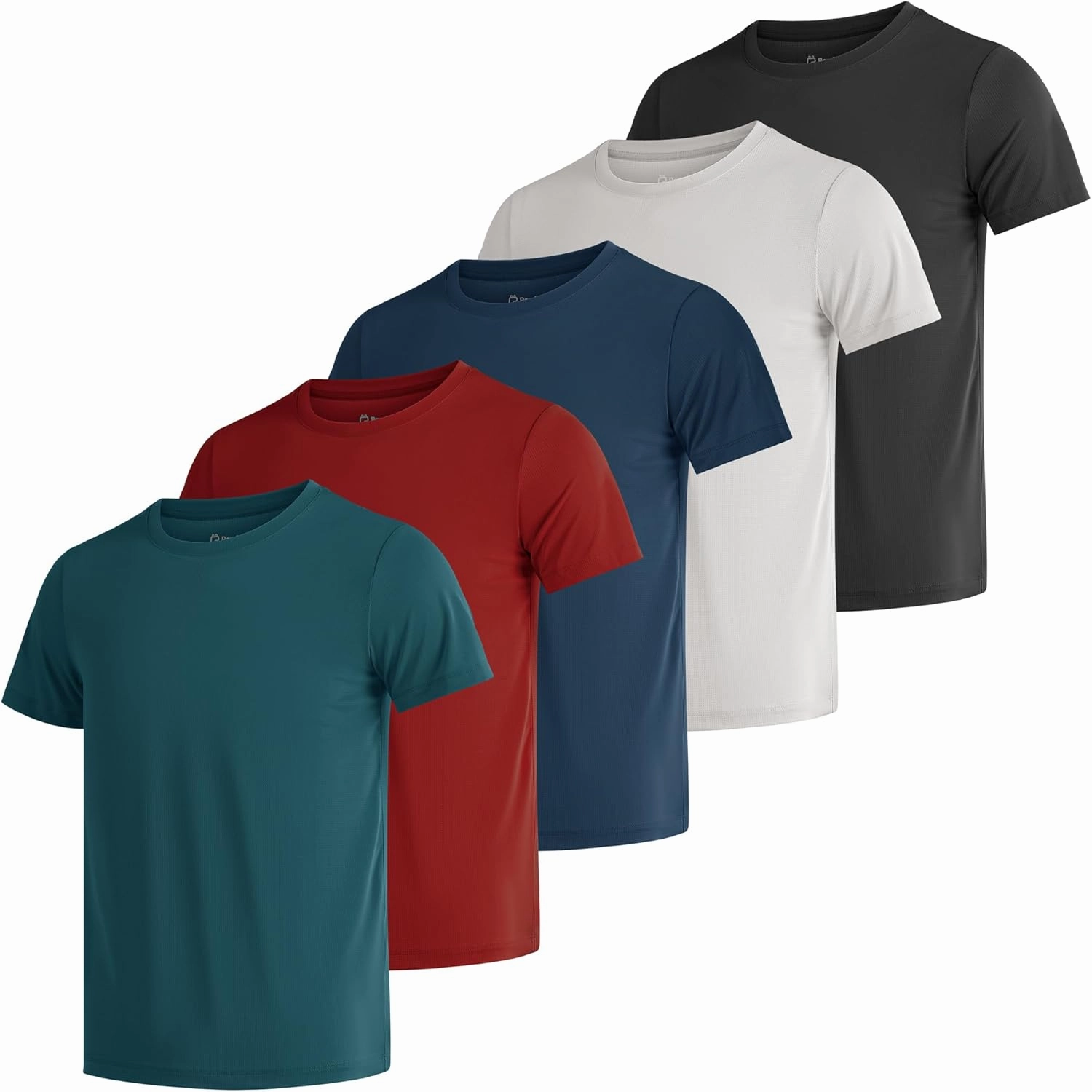 Poroka 5 Pack UPF 50  Youth Boy Lightweight Mesh Quick Dry Athletic Performance T-Shirt Moisture Wicking Active Workout Shirt