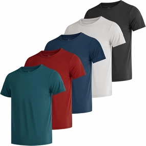 Poroka 5 Pack UPF 50  Youth Boy Lightweight Mesh Quick Dry Athletic Performance T-Shirt Moisture Wicking Active Workout Shirt