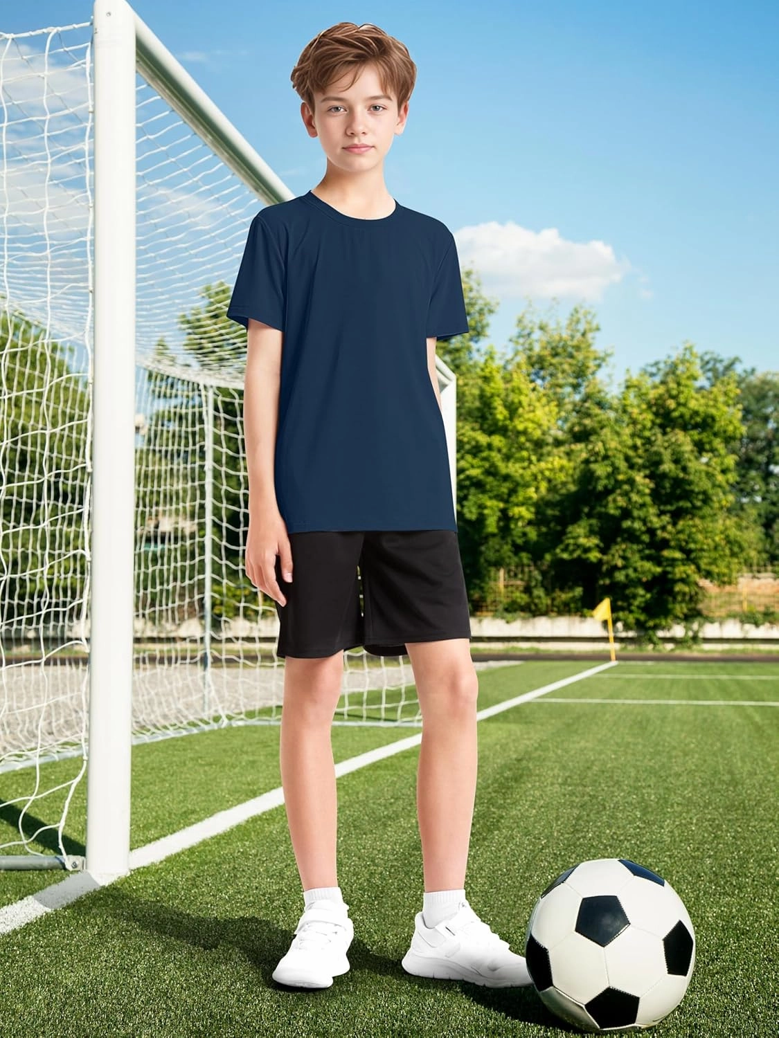 Poroka 5 Pack UPF 50  Youth Boy Lightweight Mesh Quick Dry Athletic Performance T-Shirt Moisture Wicking Active Workout Shirt