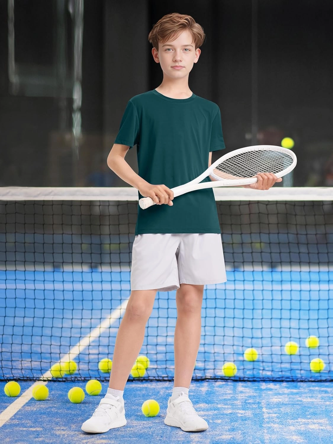 Poroka 5 Pack UPF 50  Youth Boy Lightweight Mesh Quick Dry Athletic Performance T-Shirt Moisture Wicking Active Workout Shirt