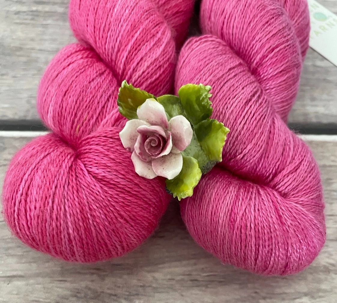 Pretty in Pink ooak - 2 Ply in silk and alpaca - Echinacea