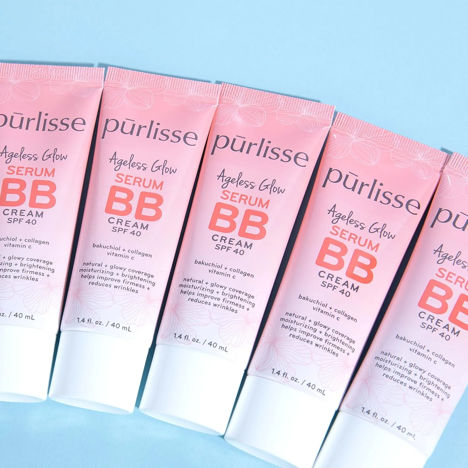 pūrlisse Ageless Glow Serum BB Cream SPF 40 - Glow BB Cream with SPF Enriched with Bakuchiol & Vitamin C to Help Improve Firmness & Reduce Wrinkles for Dewy Skin - Light (1.4 oz)