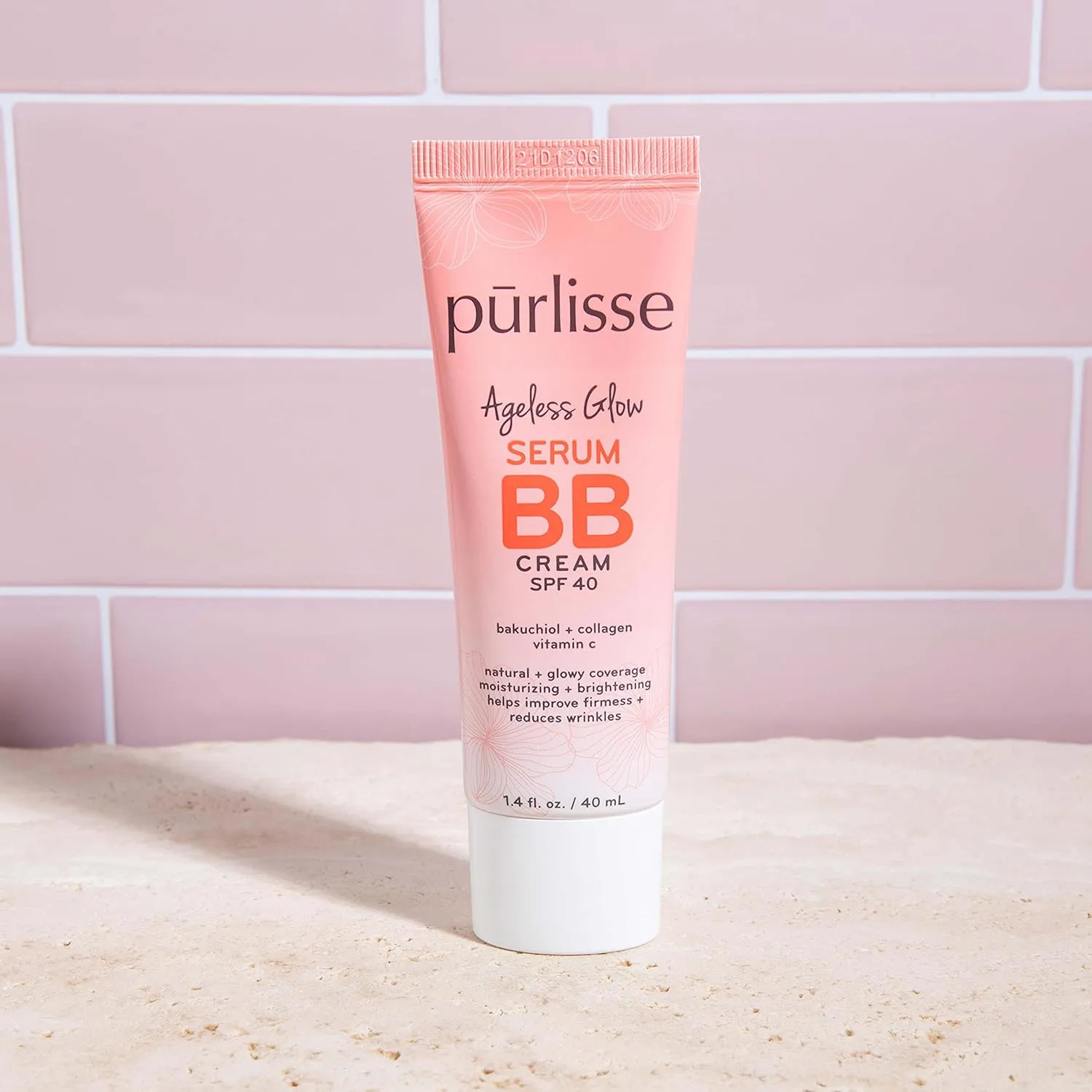 pūrlisse Ageless Glow Serum BB Cream SPF 40 - Glow BB Cream with SPF Enriched with Bakuchiol & Vitamin C to Help Improve Firmness & Reduce Wrinkles for Dewy Skin - Light (1.4 oz)