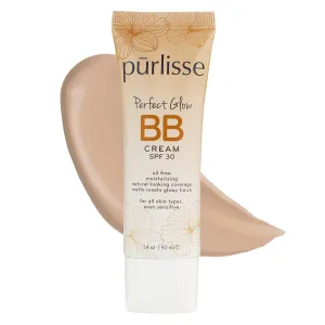 pūrlisse Perfect Glow BB Cream with SPF 30 - Matte Meets Dewy Finish - Enriched with Goji & Hawthorn Berry to Help Improve Skin Texture & Radiance - Light (1.4 oz)