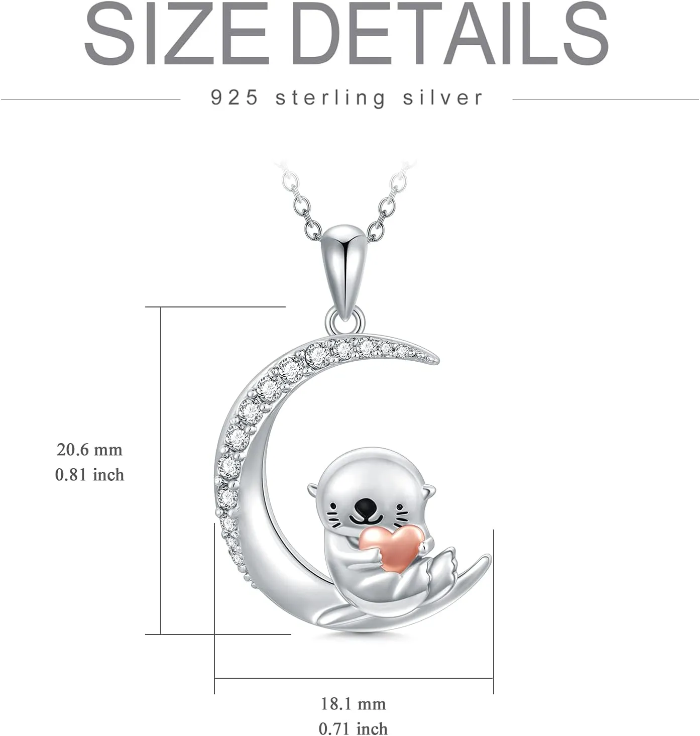 PROESS Animal Birthstone Necklace 925 Sterling Silver Otter/Axolotl/Hippo Pendant Necklace Animal Birthstone Jewelry Gifts for Women