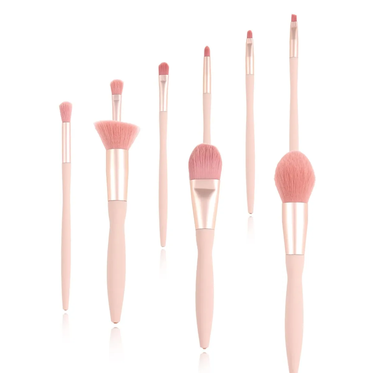 Professional makeup brush set with travel bag, 9 pieces, bottom inlaid with diamonds, rose gold and pink makeup brushes