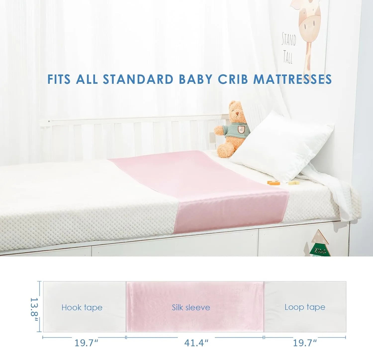 PROMEED 100% Mulberry Silk Crib Sheet for Baby Hair, 23 Momme Silk Bassinet Slip for Baby Bald Spots, Soft and Safe Cot Sleeve for Everyday Use (Pink)