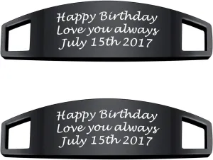 PROSTEEL Personalized 2Pcs Shoe Decoration Charms for Men Women, Customized Nameplate/Monogram Initials/Words Tag, Black/Gold Plated Stainless Steel Shoelace Jewelry, Sneaker Charms, Come Box
