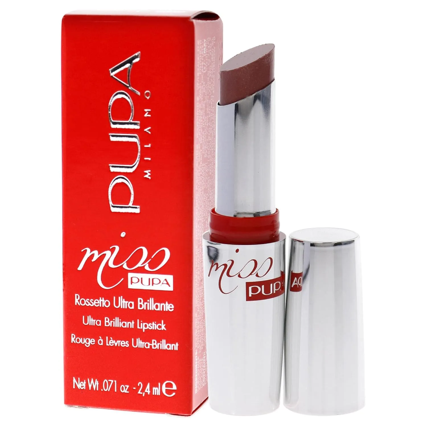 Pupa Milano Miss Milano Lipstick - Creamy, Ultra Pigmented Color For Lips - Nourishing Formula - Crystal-Effect Lipstick - Ultimate Boost Of Volume And Hydration - 110 Nude Vibes - 0.071 OZ