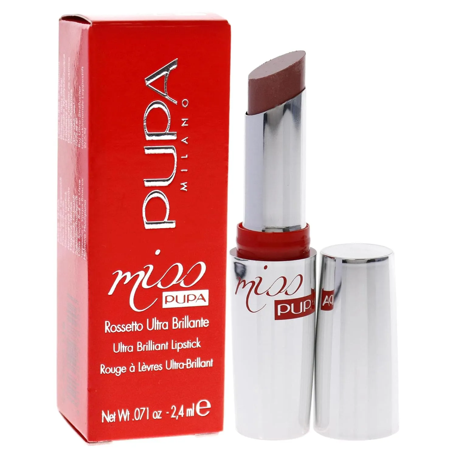 Pupa Milano Miss Milano Lipstick - Creamy, Ultra Pigmented Color For Lips - Nourishing Formula - Crystal-Effect Lipstick - Ultimate Boost Of Volume And Hydration - 110 Nude Vibes - 0.071 OZ