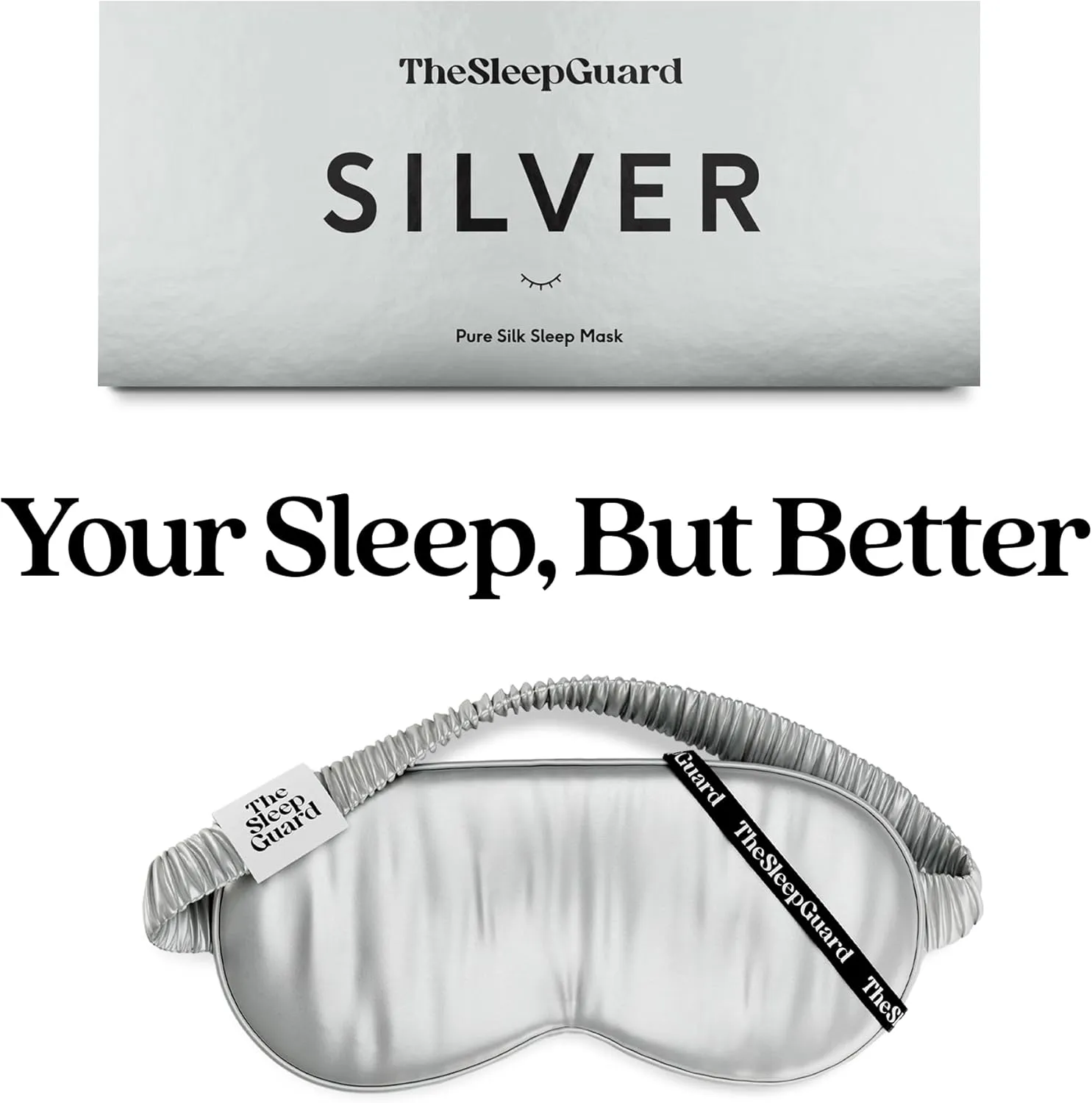 Pure Silk Sleep Mask [100% 6A Mulberry Silk, 22 Momme] Light Blocking Travel Essentials. Eye Masks for Sleeping. Black Oeko-Tex Blindfold. Eye Covers for Men & Women