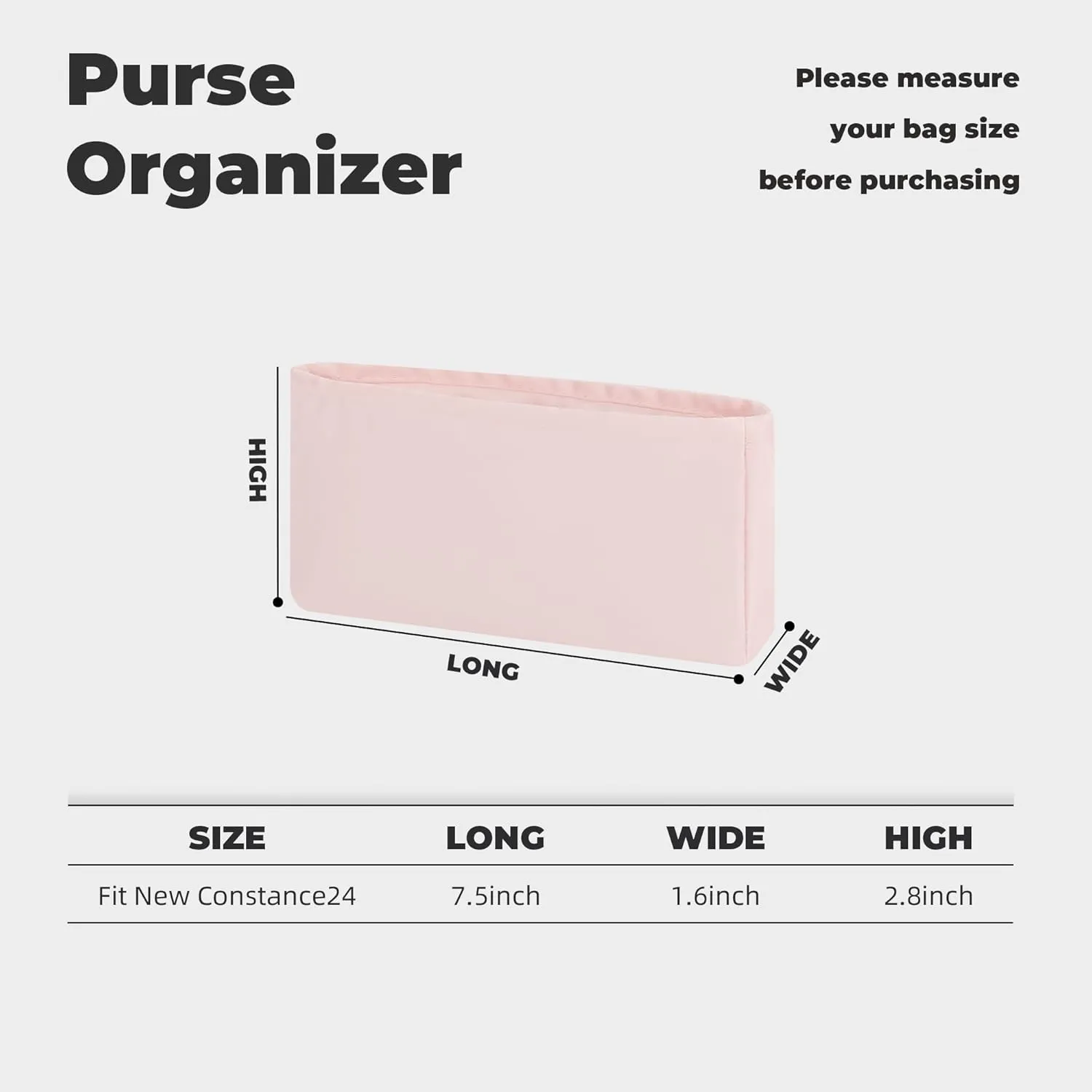 Purse Handbag Silky Organizer Insert Keep Bag Shape Fits Hermes Constance 19/New 19/24/New 24 Bags, Luxury Handbag Tote Lightweight Sturdy(New Constance24,Pink)