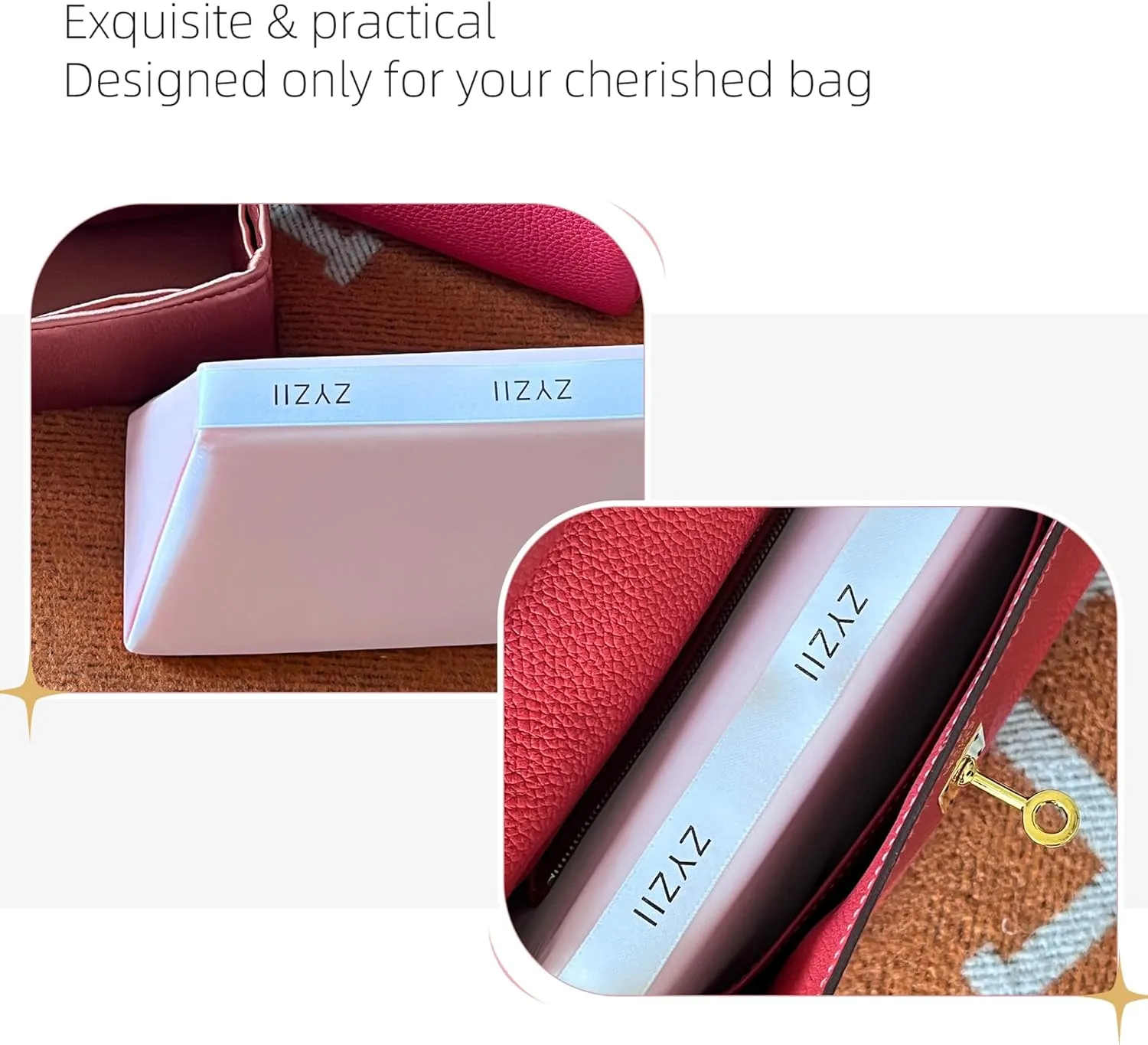 Purse Pillow for Kelly Pochette/Mini2/20/25/28/32/35/40/42/50,Memory Foam Shaper Insert,Silky Bag Pillow for Luxury Handbag Tote(Kelly25 Sellier,Pink)
