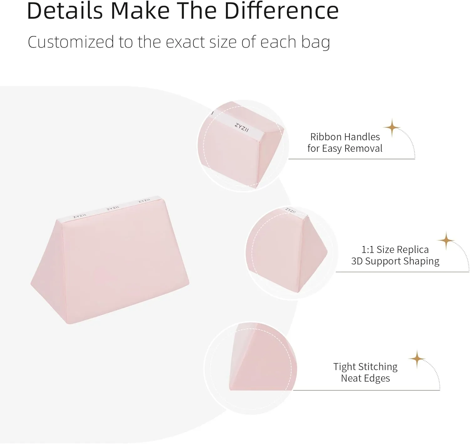 Purse Pillow for Kelly Pochette/Mini2/20/25/28/32/35/40/42/50,Memory Foam Shaper Insert,Silky Bag Pillow for Luxury Handbag Tote(Kelly25 Sellier,Pink)