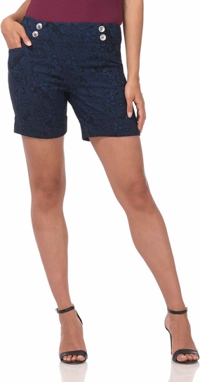 Rekucci Women's Ease Into Comfort 6 inch Cuffed Short with Button Detail