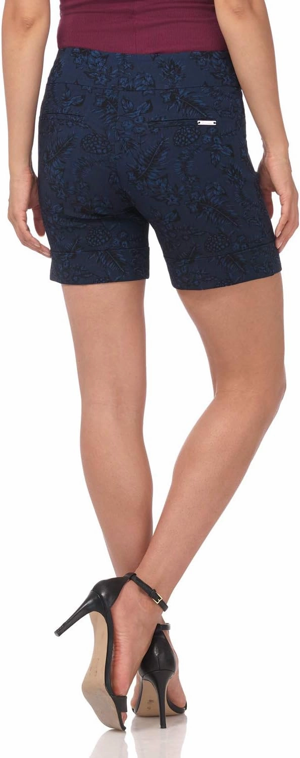 Rekucci Women's Ease Into Comfort 6 inch Cuffed Short with Button Detail
