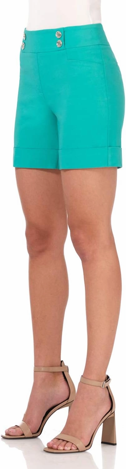 Rekucci Women's Ease Into Comfort 6 inch Cuffed Short with Button Detail