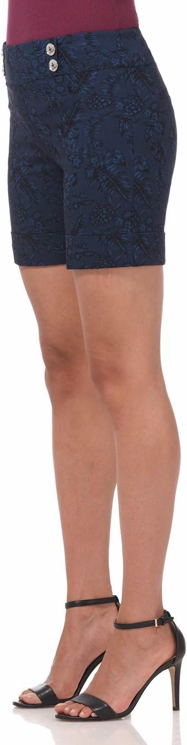 Rekucci Women's Ease Into Comfort 6 inch Cuffed Short with Button Detail