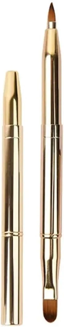 Retractable Lip Makeup Brush Lipstick Lip Gloss Brush Telescopic Dual Use Lip Eyeshadow Brush Beauty Tools with Protect Cap(Gold)