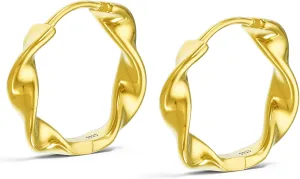 Rose Gold Earrings Small Hoop Earrings For Women 18k Rose Gold Plated 925 Sterling Silver Mini Huggie Earring 12mm