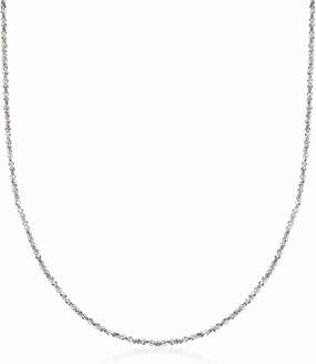 Ross-Simons Italian 1mm 14kt White Gold Twisted Sparkle-Chain Necklace. 18 inches