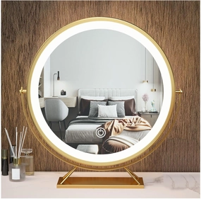 Round Makeup Mirror, Countertop Mirror with Lights, 40cm/15.7in Dressing Table Mirror for Shaving, Decor Light Up Mirror