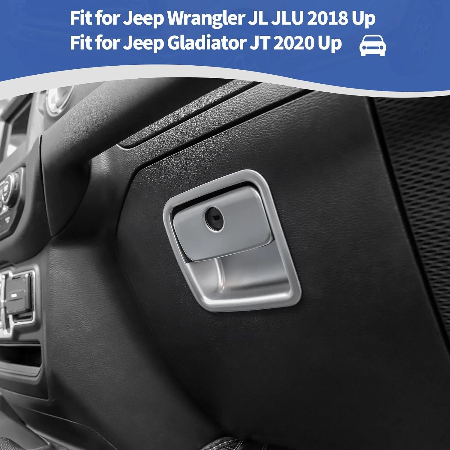 RT-TCZ for Jeep JL Glove Box Compartment Latch Handle Trim Cover for Jeep Wrangler JL JLU Gladiator JT 2018-2024 Silver Interior Accessories
