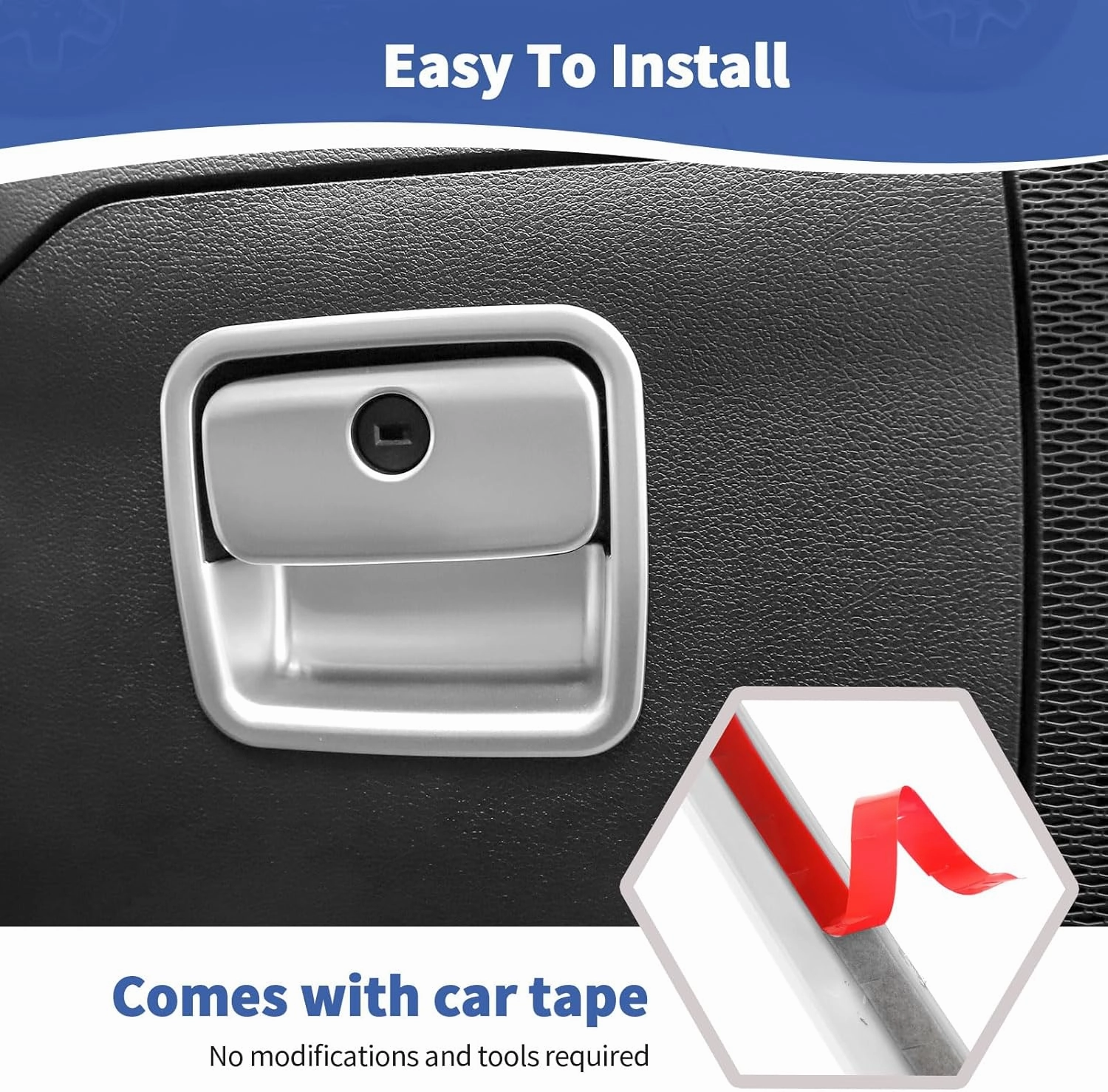RT-TCZ for Jeep JL Glove Box Compartment Latch Handle Trim Cover for Jeep Wrangler JL JLU Gladiator JT 2018-2024 Silver Interior Accessories