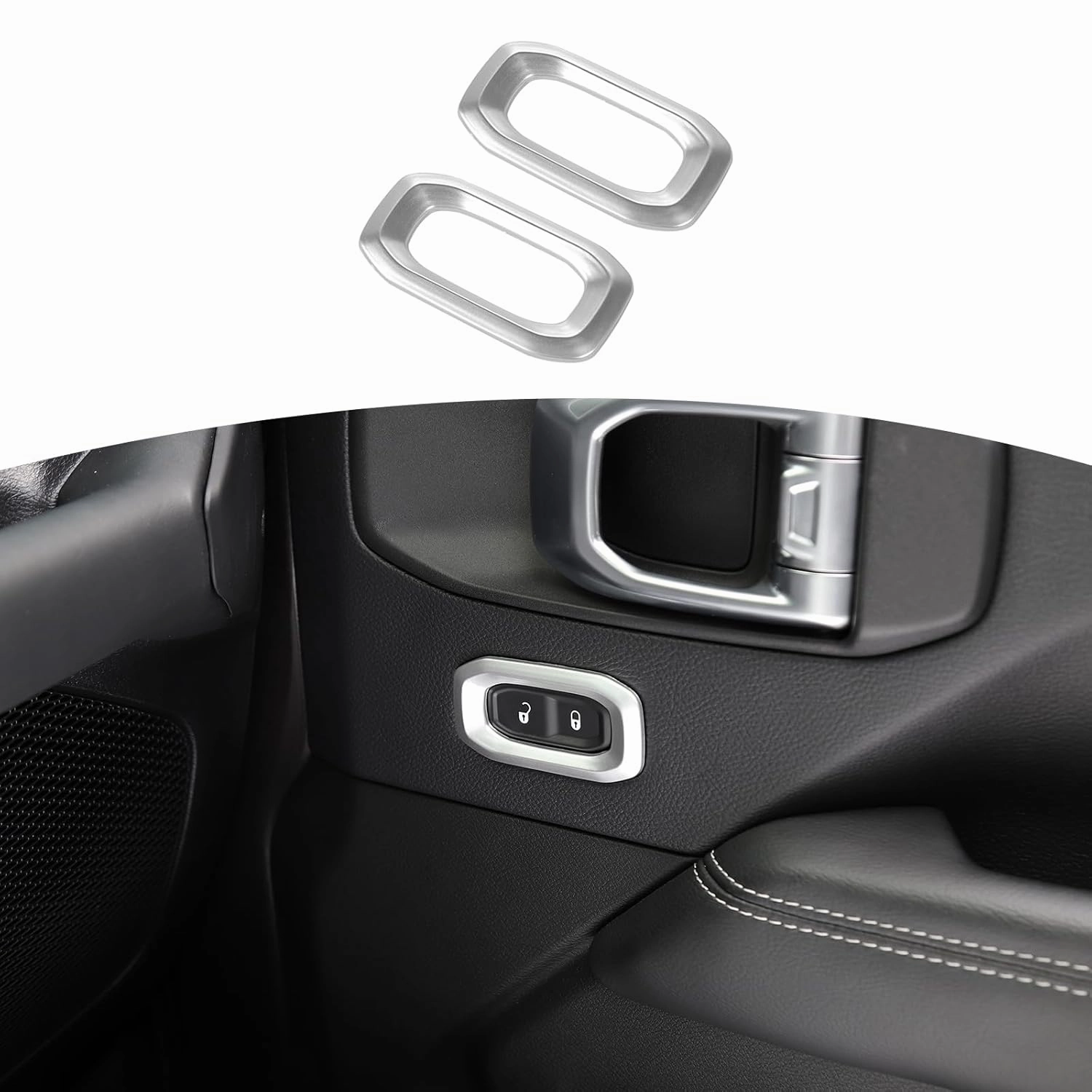 RT-TCZ for Wrangler JL Door Lock Switch Button Trim Cover Silver for Jeep Wrangler JL JLU Gladiator JT 2018-2024 Silver Interior Accessories 2pcs