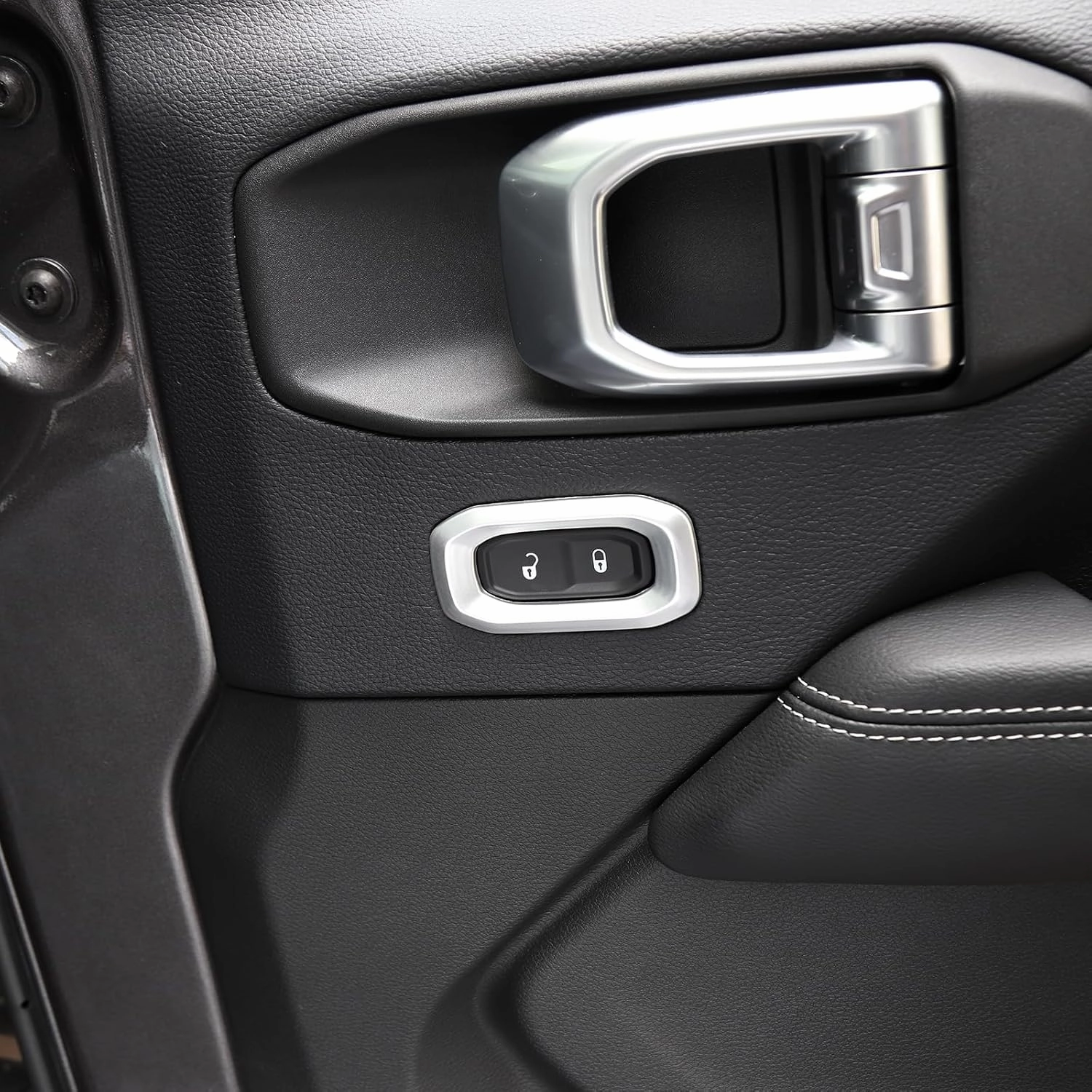 RT-TCZ for Wrangler JL Door Lock Switch Button Trim Cover Silver for Jeep Wrangler JL JLU Gladiator JT 2018-2024 Silver Interior Accessories 2pcs