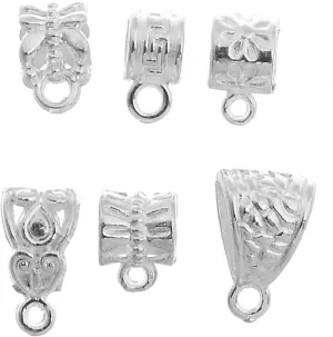 RUBYCA 72Pcs Mix Tibetan White Silver Plated Metal Connector Bails Bead fit European Charm Bracelet