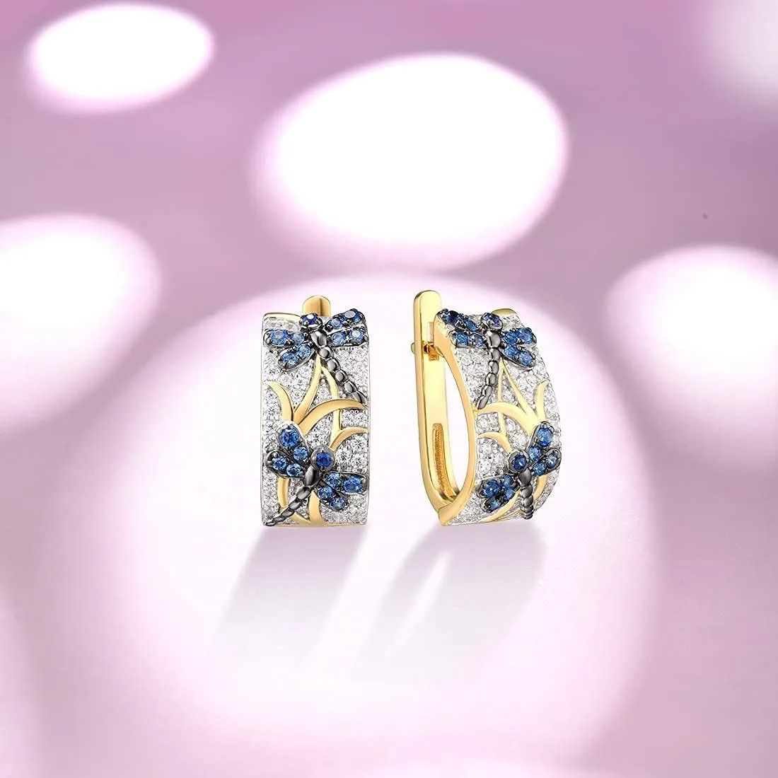 Santuzza 14K Gold Plated Sterling Silver Dragonfly Butterfly Earrings