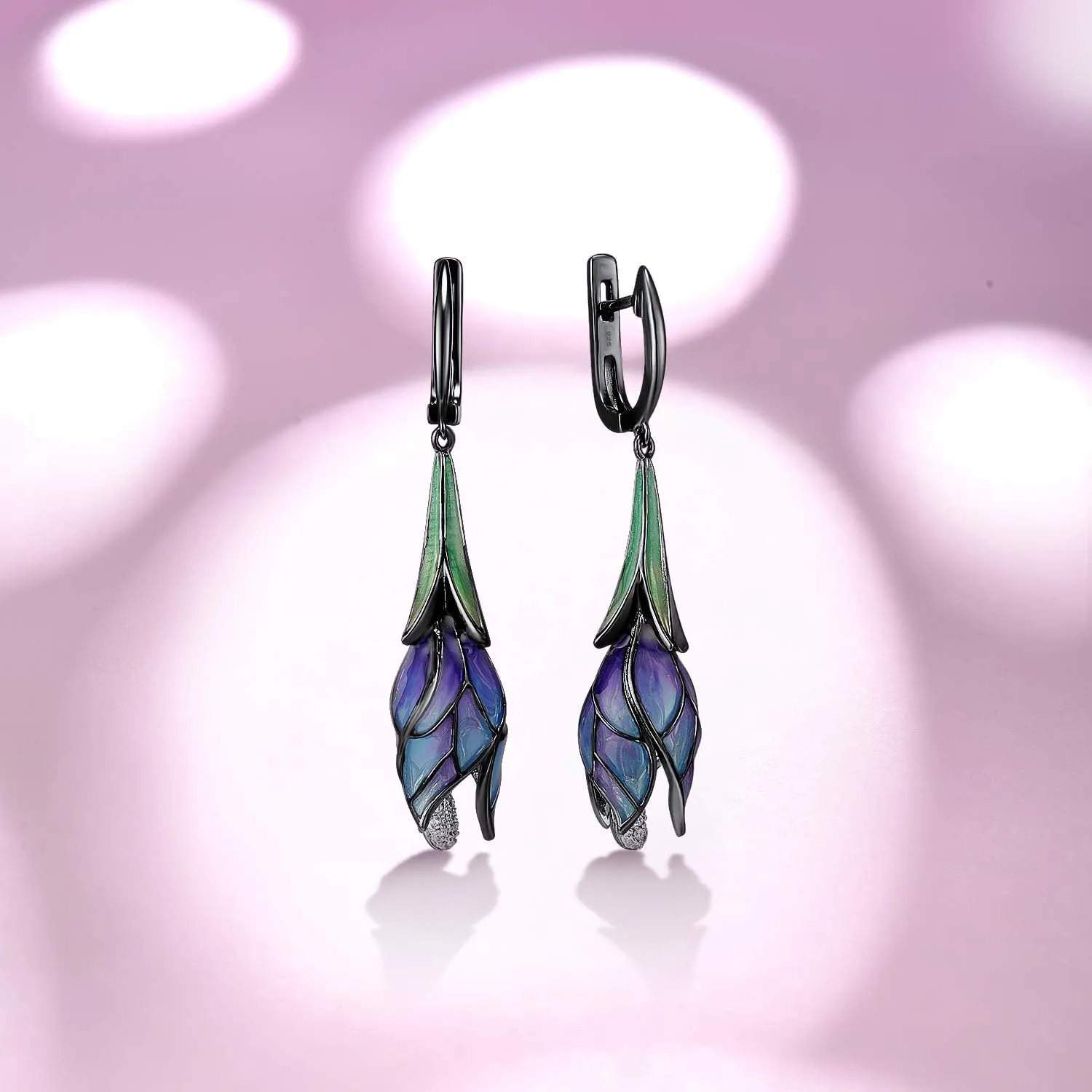 Santuzza Sterling Silver Enamel Tulip Earrings for Women