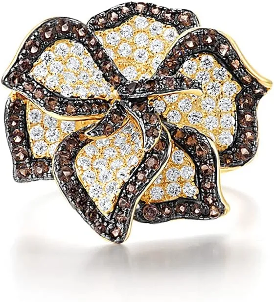 Santuzza Sterling Silver Gemstone Flower Ring for Women