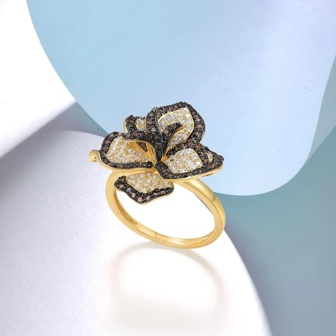 Santuzza Sterling Silver Gemstone Flower Ring for Women