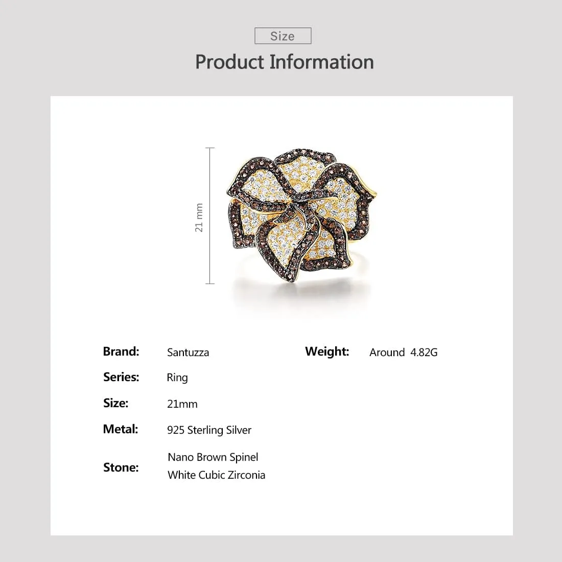 Santuzza Sterling Silver Gemstone Flower Ring for Women