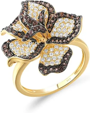 Santuzza Sterling Silver Gemstone Flower Ring for Women