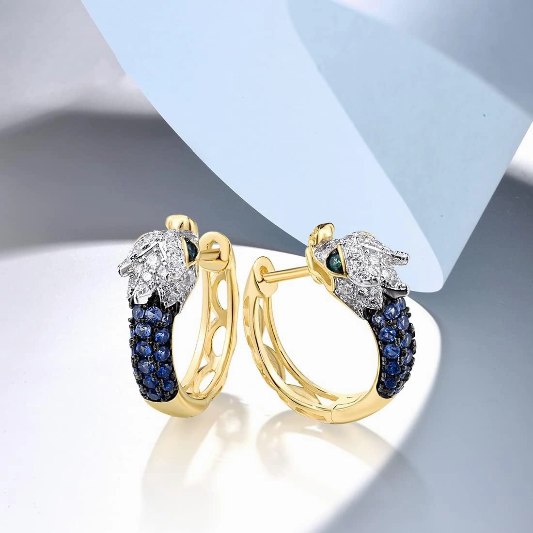 Santuzza 925 Sterling Silver Gemstone Animal Dangle Earrings for Women