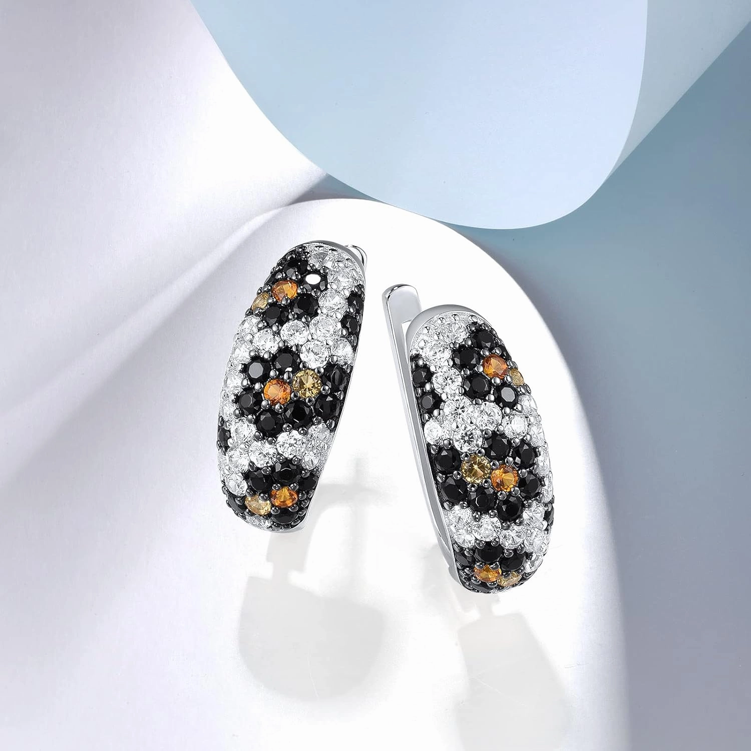 Santuzza 925 Sterling Silver Snakeskin Pattern Gemstone Cubic Zirconia Dangle Earrings for Women