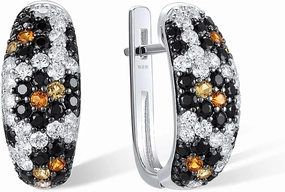 Santuzza 925 Sterling Silver Snakeskin Pattern Gemstone Cubic Zirconia Dangle Earrings for Women