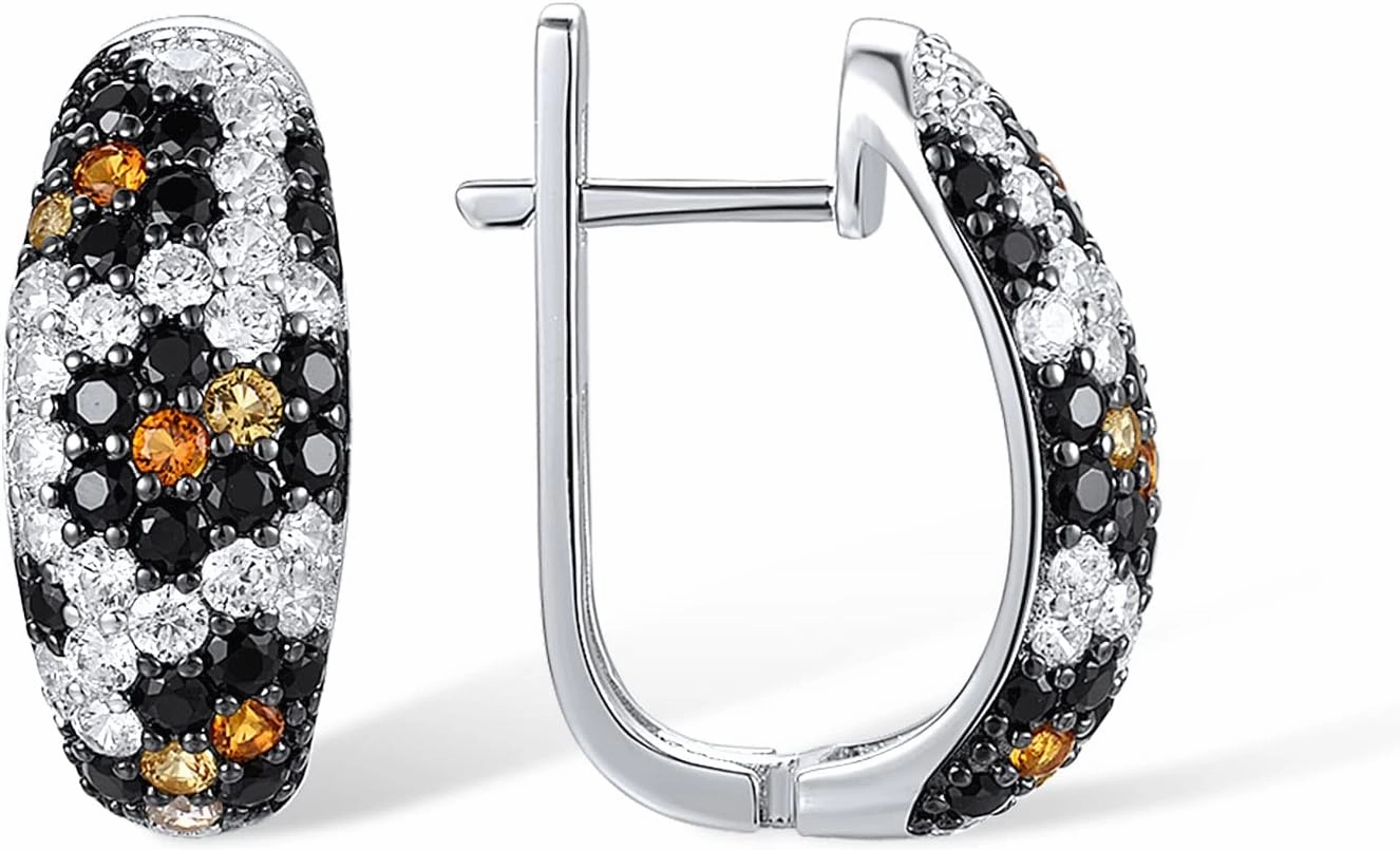 Santuzza 925 Sterling Silver Snakeskin Pattern Gemstone Cubic Zirconia Dangle Earrings for Women