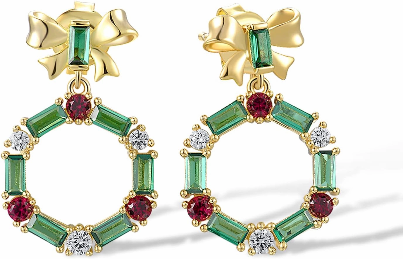 Santuzza Christmas Tree Bow Wreath Snowman Reindeer Sleigh Earrings Christmas Jewelry Gift for Women
