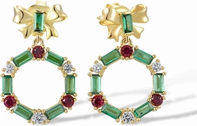 Santuzza Christmas Tree Bow Wreath Snowman Reindeer Sleigh Earrings Christmas Jewelry Gift for Women